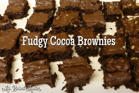 Fudgy Cocoa Brownies - Mrs. Dessert Monster