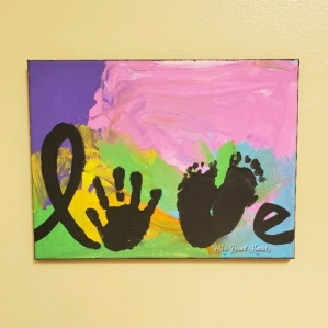 Hand &amp; Footprint Canvas Craft - Mrs. Dessert Monster paint